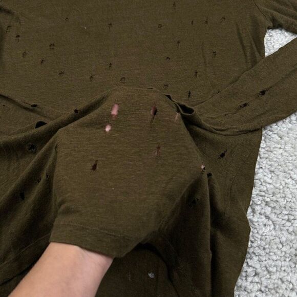 IRO Marvina Linen Distressed Long Sleeve Top Olive Green - Picture 6 of 9